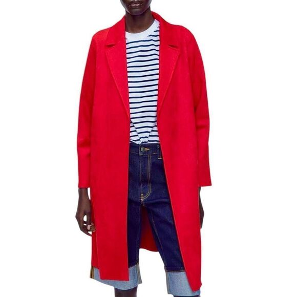 ZARA BASIC NWOT wool mix coat in Red Size M - Picture 3 of 9